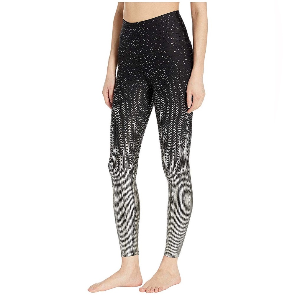 NWT Beyond Yoga Black & Gold Drip Dot Legging